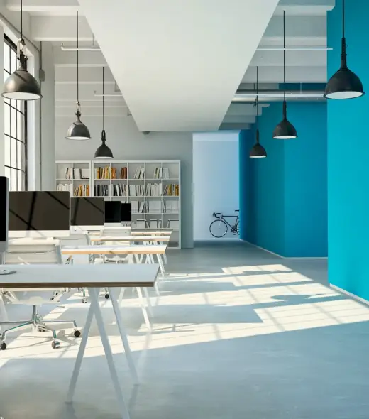 modern-office-blue-painted-walls